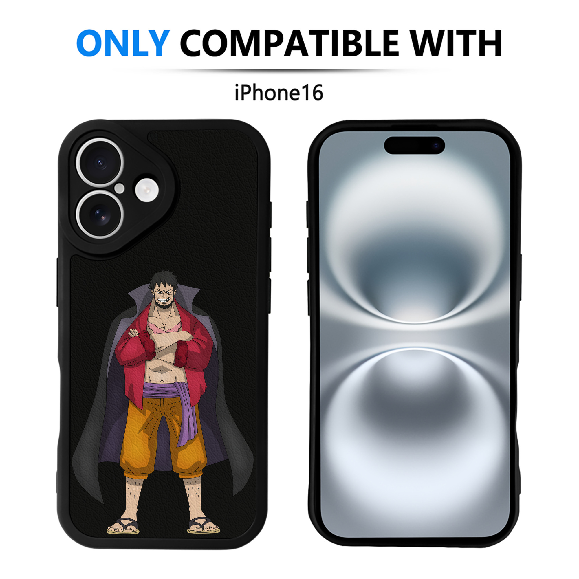 （画像用） ワンピース モンキー・D・ルフィ ONE PIECE Monkey D. Luffy 【iPhone 16シリーズ対応】シリコンスマホケース（レザー調） 材質：シリコン